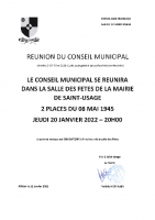 Ordre du Jour – Conseil Municipal 20 janvier 2022