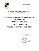 Ordre du jour – Conseil Municipal du 22 novembre 2024