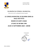 Ordre du jour – Conseil Municipal du 19 septembre 2024