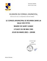 Ordre du jour – Conseil Municipal du 6 mars 2025