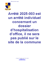 2025-003 – Arrêté d’hospitalisation d’office (non publié)