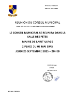 Ordre du jour – Conseil Municipal du 25 septembre 2025