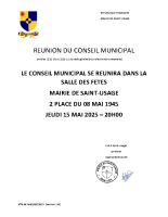 Ordre du jour – Conseil Municipal du 15 mai 2025