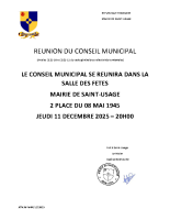 Ordre du jour – Conseil Municipal du 11 décembre 2025