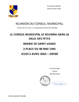 Ordre du jour – Conseil Municipal du 2 avril 2026